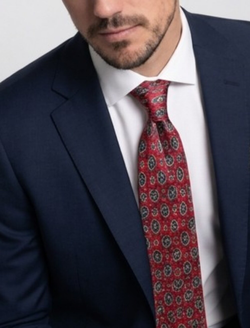Givenchy Vintage Red Paisley Silk Tie with Green & Navy Accents